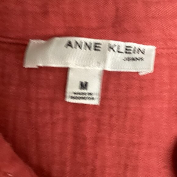 Anne Klein Cotton Gauze Lucile Button Up Top Sz M Dusty Cedar #68Q - Picture 8 of 11